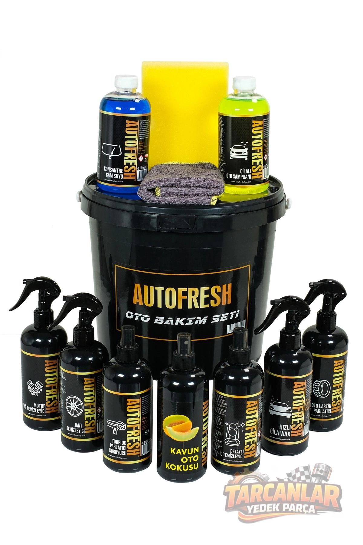 AutoFresh 12'li Efsane Set Araç Araba Yıkama Bakım Seti Fırsat Full Oto Bakım Temizlik Seti Kovalı